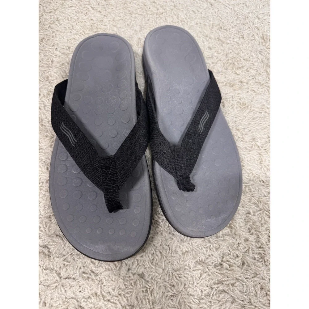 Vionic 44Wave Sandals Black Orthotic Flip Flop Arch Support Comfort Thong M9 W10